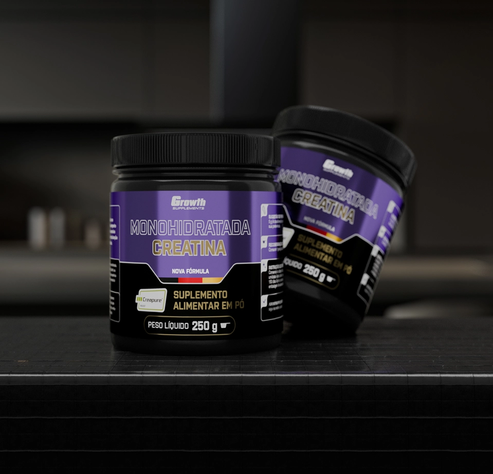 Duas Creatinas Creapure de 250 g Growth Suplementos, uma atrás da outra