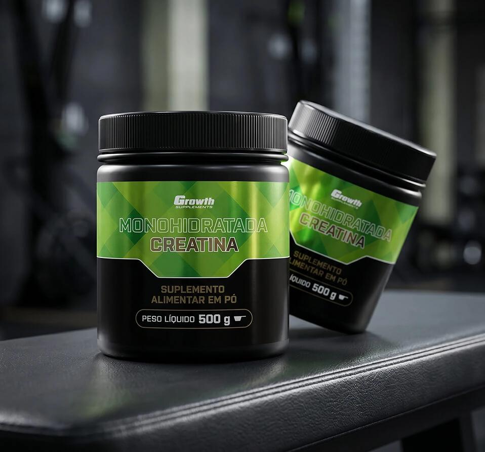 Duas Creatinas Monohidratadas 250g Growth Suplementos, uma atrás da outra