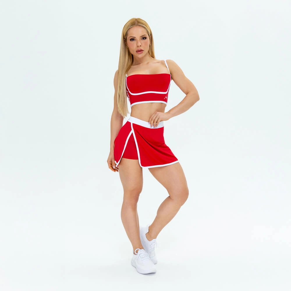 Top Growth Vies Contrastante Busto Vermelho com Branco