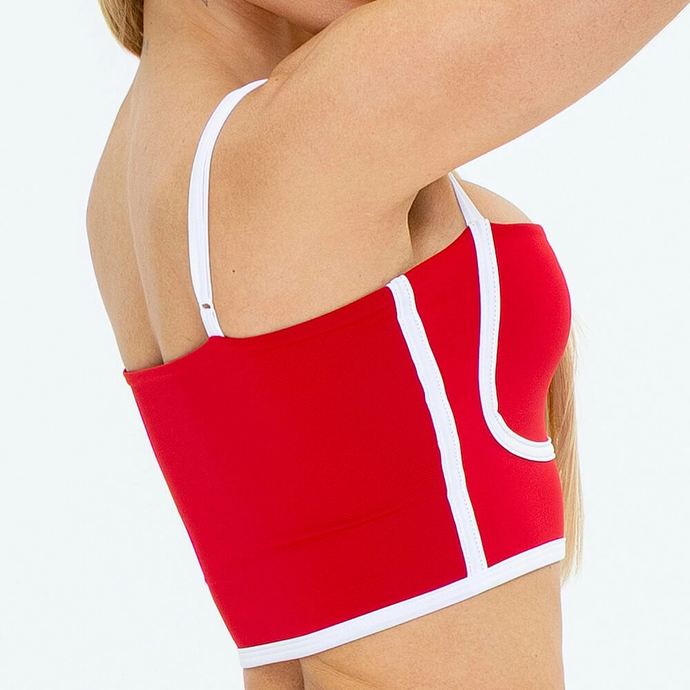 Top Growth Vies Contrastante Busto Vermelho com Branco